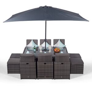 Giardino Rattan Cube Dining Set - Grey / 6 by Giardino