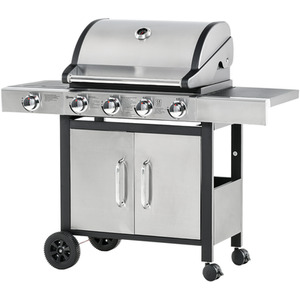 Outsunny Gas Burner Barbecue Grill Outdoor - Black and Stainless Steel by Outsunny