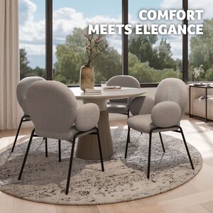 Dining Chair Scandi - Padded Boucle Cover, High Backrest by tectake