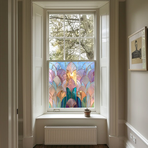 Lecco Art Deco Stained Glass Privacy Window Film by Creative Printing Solutions