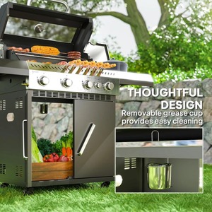 Sonic 4 in 1 Burner Gas BBQ Grill with Clear View Lid - Silver by Chilli Seating