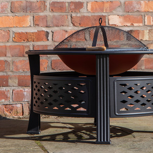 Steel Garden Patio Firepit Heater BBQ with Cover - Black by Samuel Alexander