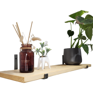 Slim Rustic Shelf with Industrial Brackets by Cush-Clark