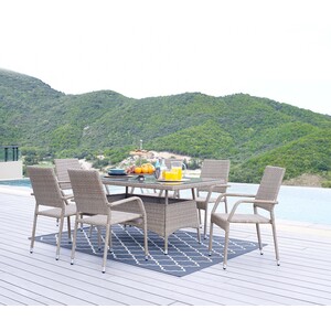 Outdoor Rattan Dining Table and Chairs - Antigua 6 Seat Brown Garden Dining Set - Brown by FurnitureboxUK