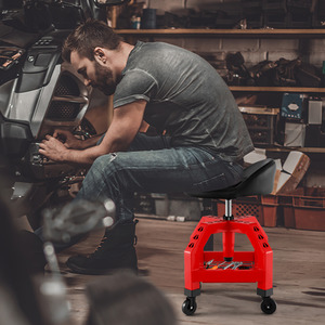 Rolling Mechanic Stool Workshop Creeper Seat - Red by Costway