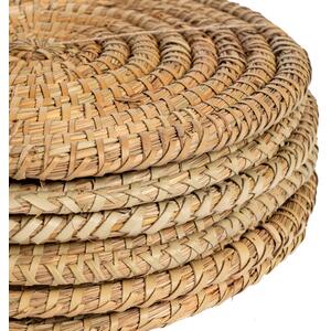 30cm Round Woven Palm Leaf Placemats Pack of 6 - Brown by Argon Tableware