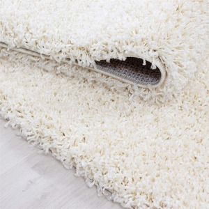 Abaseen Cream Shaggy Rug Rectangular Soft Touch Thick Pile by Abaseen