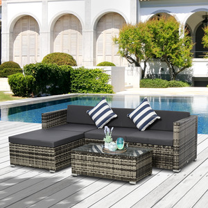 Outsunny 5 Pieces Rattan Sofa Set - Mixed Grey by Outsunny