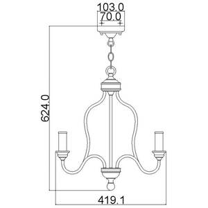 Hartsville Chandelier 3 Light Beachwood Finish, E14 - Chalk Washed