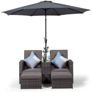 Nevada Double Reclining Rattan Sun Loungers Set - Grey by Giardino