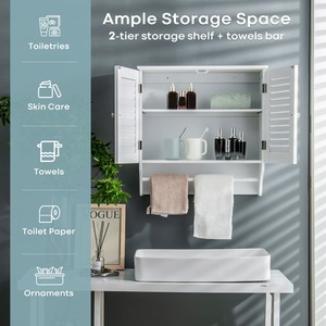 Double Louvered Doors Storage Cabinet - White by Costway