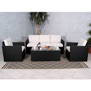 Berlin 4 Piece Sofa Lounging Set - Black / 4 by Royalcraft