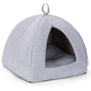 Cat Cave Bed Igloo, Foldable Cat Bed Tent with Removable Cushion - Grey by Nobleza