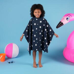 Dreamscene Star Kids Poncho Hooded Towel Childrens Girls - Navy by Dreamscene