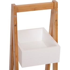 HOMCOM 3 Tier A Frame Bathroom Shower Caddy - White & Bamboo Colour by HOMCOM