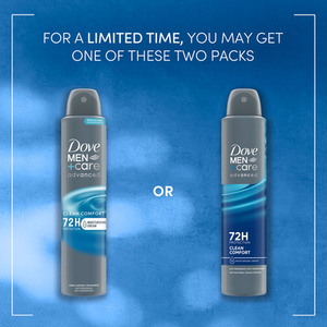 Dove Anti-Perspirant MenCare Advanced Clean Comfort 72H Protection Deo, 200ml - White / 12 by Dove