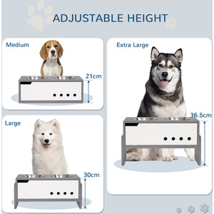 PawHut adjustable Raised Dog Bowls - Grey by PawHut