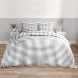 Gingham Duvet Cover Set - Grey / Double by OHS