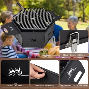 Charcoal Grill Rotatable Barbecue - Black by Wyld and Coco