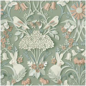 Floral Woodland Wallpaper Birds Rabbits by Fine Decor