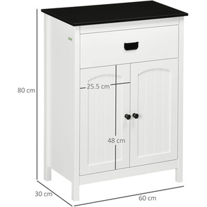 kleankin Bathroom Cabinet Bathroom Storage Unit with Drawer - White by kleankin