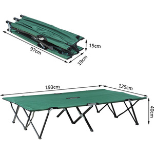 Outsunny Folding Camping Bed With Portable Travel Bag - Green by Outsunny