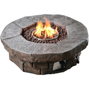 Round Stone Effect Low Gas Fire Pit - Brown by Teamson Home