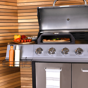 BBQ Pizza Box With Thermometer - Black by Charles Bentley