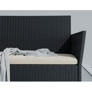 Black 4 PCS Rattan Garden Furniture Set - Black / Cover by Bigzzia