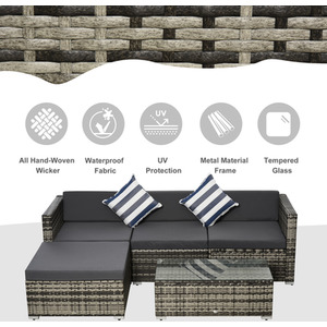 Outsunny 5 Pieces Rattan Sofa Set - Mixed Grey by Outsunny