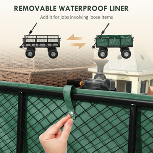 Outsunny Garden Cart with Quick-Release Sides, Removable Liner - Green by Outsunny