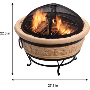 Teamson Home Terracotta Style Wood Burning Fire Pit - Grey by Teamson Home