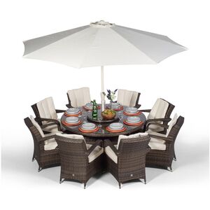 Arizona Round Rattan Patio Dining Set - Brown / 11 by Giardino
