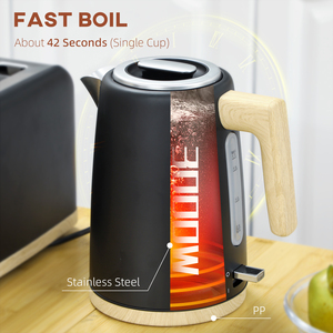 HOMCOM 1.7L Fast Boil Kettle and 2 Slice Toaster Set Sleek and Modern Design - Black by HOMCOM