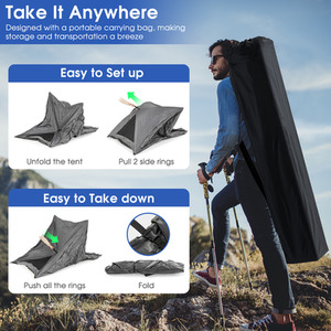 Pop-up Camping Tent - Grey by Costway
