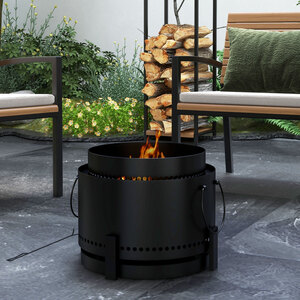 Outsunny Round Metal Smokeless Fire Pit - Black by Outsunny