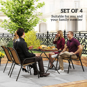Outsunny Rattan Garden Chairs Set of 4, Stackable Outdoor Armchair by Outsunny