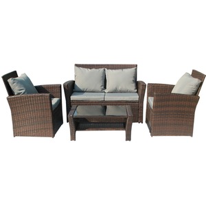 Rattan Garden Furniture Outdoor Set - Brown by BIRCHTREE