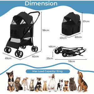 Foldable Pet Stroller by Costway