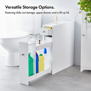 Slimline Bathroom Storage - White by VonHaus