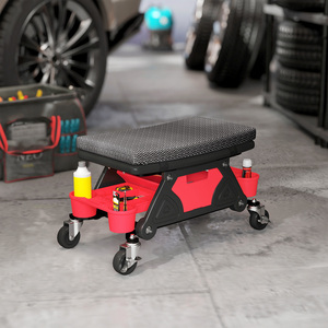HOMCOM Capacity Rolling Mechanic Stool - Black by HOMCOM