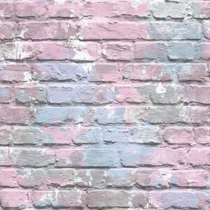3D Brick Effect Wallpaper Paint Slates Stones Rustic Wallpaper - Lilac, Pink, Blue by YoL