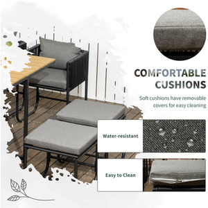 OutsunnyRattan Dining Set Space-saving Design - Black by Outsunny