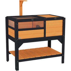 PawHut Wooden Tortoise House with Shelter - Natural by PawHut