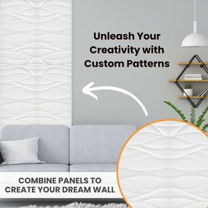 3D Wall Panels (50x50 cm) PVC Cladding Panel Wavy Wave Effect by NOVECRAFTO