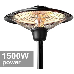 1500W Black Patio Heater Free Standing - Black