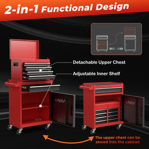 2-in-1 Rolling Tool Chest - Red & Black by Costway