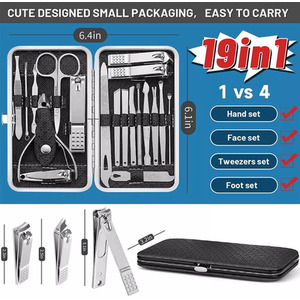 19 in 1 Set Stainless Steel Manicure Set - White by ATS