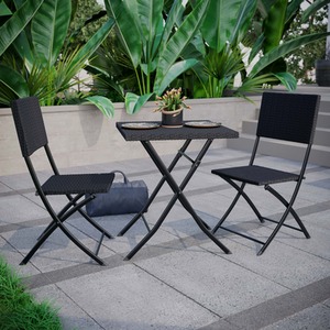 Capri 2 Seater Rattan Bistro Set - Black by Vida Designs