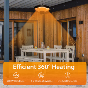 2000W Patio Ceiling Electric Heater - Black by Costway